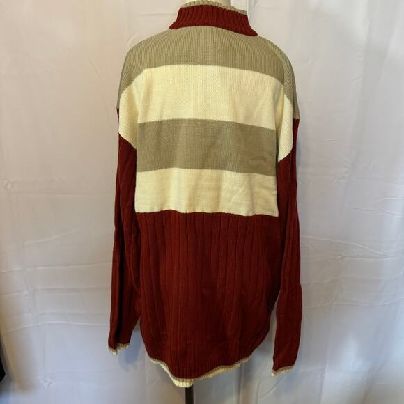Ackers 2XL NWT Colorblock Sweater Crewneck Pullover Red Tan Ribbed - Picture 3 of 8